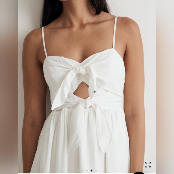 Madewell Double-Tie Cutout Sweetheart Midi Dress white 4 $168 - Picture 4 of 9